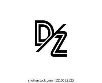The monogram logo letter DZ is sliced black