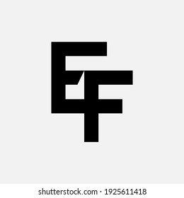 Monogram logo letter E, F, EF or FE `modern, simple, sporty, black color on white background