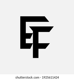 Monogram logo letter E, F, EF or FE `modern, simple, sporty, black color on white background