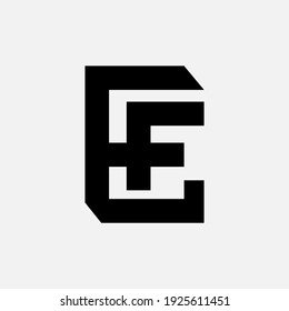 Monogram-Logo-Buchstaben E, F, EF oder FE `modern, einfach, sportiv, schwarz auf weißem Hintergrund