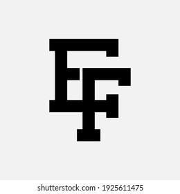 Monogram logo letter E, F, EF or FE `modern, simple, sporty, black color on white background