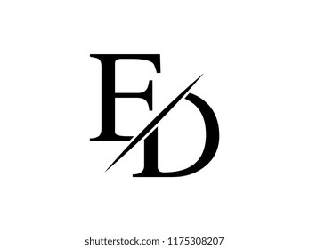 The monogram logo letter ED is sliced