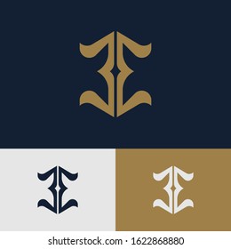 monogram logo letter EE vintage, sporty, interlock, retro