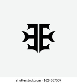 monogram logo letter EE vintage, simple, sporty, interlock on white background