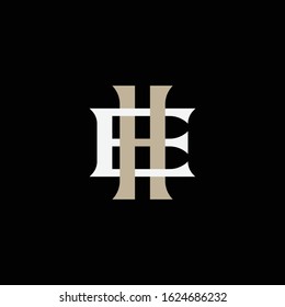 monogram logo letter EH or HE vintage look, simple, sporty, interlock on black background