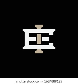 monogram logo letter EI or IE modern, simple, sporty, interlock on black background