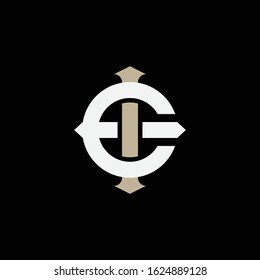 monogram logo letter EI or IE modern, simple, sporty, interlock on black background