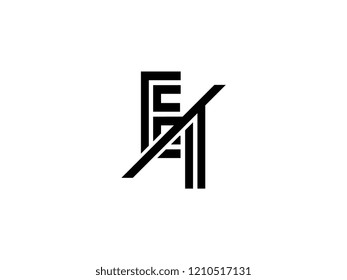 The monogram logo letter EI is sliced black