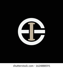 monogram logo letter EI or IE sporty, simple, modern, interlock on black background