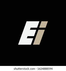 monogram logo letter EI or IE sporty, simple, modern, interlock on black background