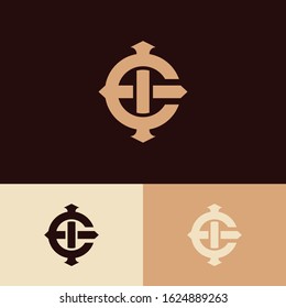 monogram logo letter EI or IE vintage look, sporty, simple, interlock