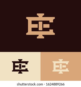 monogram logo letter EI or IE vintage look, sporty, simple, interlock