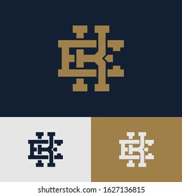 monogram logo letter EK or KE modern, simple, interlock, sporty