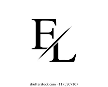 The monogram logo letter EL is sliced