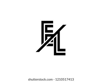 The monogram logo letter EL is sliced black