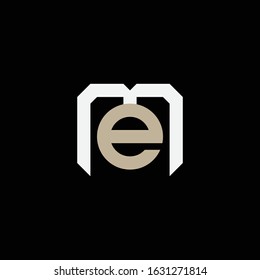 monogram logo letter EM or ME modern, simple, sporty on black background