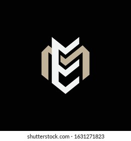 monogram logo letter EM or ME modern, simple, sporty on black background