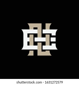 monogram logo letter EN or NE vintage, simple, sporty, interlock on black background