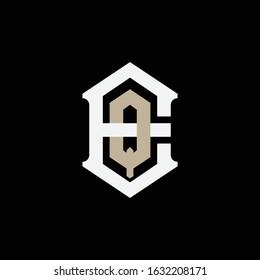monogram logo letter EQ or QE vintage, simple, sporty on black background
