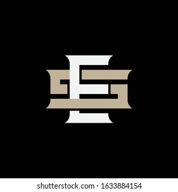 monogram logo letter ES or SE vintage, sporty, simple, interlock on black background