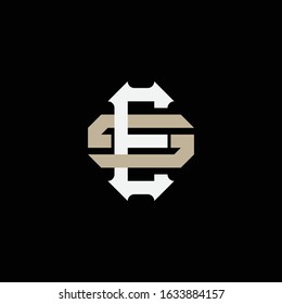 monogram logo letter ES or SE vintage, sporty, simple, interlock on black background