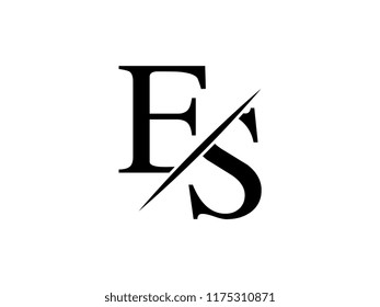 The monogram logo letter ES is sliced