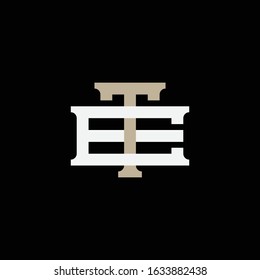 monogram logo letter ET or TE vintage, sporty, minimalist, interlock on black background