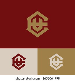 monogram logo letter EU or UE vintage, sporty, simple, retro
