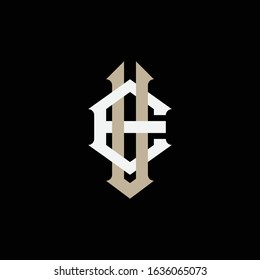 monogram logo letter EU or UE vintage, sporty, retro on black background