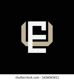 monogram logo letter EU or UE sporty, minimalist, simple, modern on black background