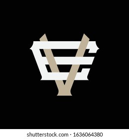 monogram logo letter EV or VE vintage, simple, sporty on black background