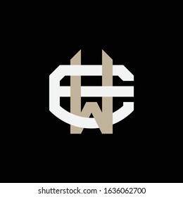 monogram logo letter EW or WE sporty, minimalist, simple, modern on black background