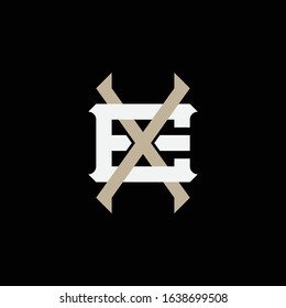 monogram logo letter EX or XE vintage, sporty, simple, retro on black background