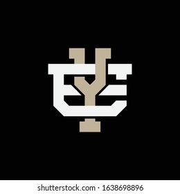 monogram logo letter EY or YE vintage, sporty, simple, interlock on black background