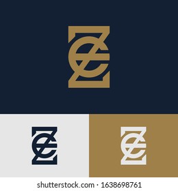 monogram logo letter EZ or ZE modern look, sporty, simple, interlock