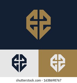 monogram logo letter EZ or ZE modern look, sporty, simple, interlock