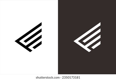 CARTA DE LOGOTIPO DE MONOGRAMA "F" Y "E" EN FORMA DE ALAS PARA SU MARCA