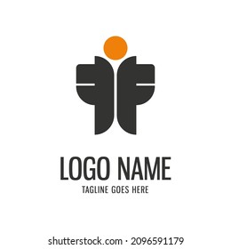 Letra F o FF del logotipo del monograma moderna, sencilla, deportiva, naranja blanco negro, con fondo blanco