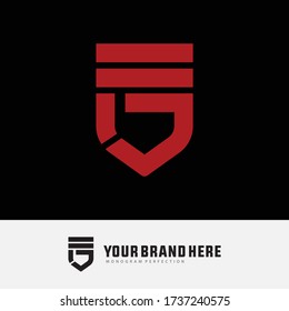 Monogram logo letter F, G, FG or GF modern, simple, sporty, red color on black background