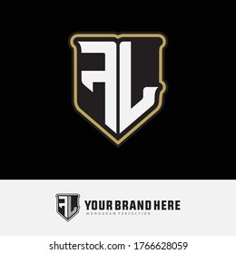 Monogram logo letter F, L, FL or LF modern, simple, sporty, white and gold color on black background