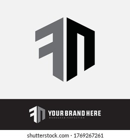 Monogramm-Logo-Buchstaben F, N, FN oder NF, modern, einfach, sportlich, schwarz-grauer Hintergrund