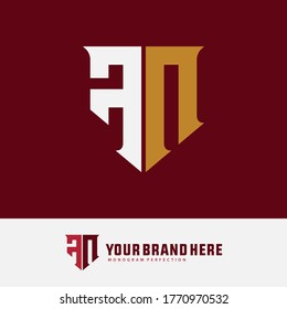 Letra F, N, FN o NF del logotipo en un fondo rojo