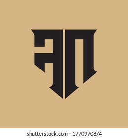Monogram logo letter F, N, FN or NF modern, simple, sporty, black color on cream background