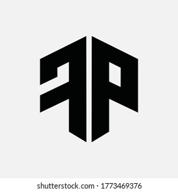 Monogram logo letter F, P, FP or PF modern, simple, sporty, black color on white background
