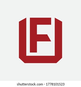 Monogram logo letter F, U, FU or UF modern, simple, sporty, red color on white background