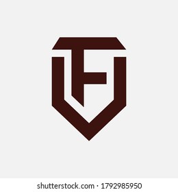 Monogram logo letter F, V, FV or VF modern, simple, sporty, brown color on white background