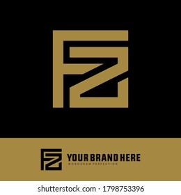 Monogram logo letter F, Z, FZ or ZF modern, simple, sporty, gold color on black background