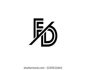 The monogram logo letter FD is sliced black