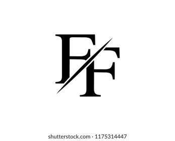 The monogram logo letter FF is sliced