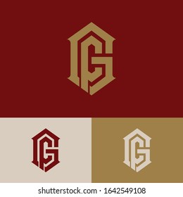 monogram logo letter FG or GF vintage look, sporty, simple, interlock